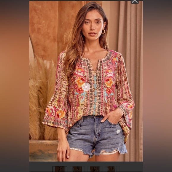 Savanna Jane Tops - Savanna Jane Embroidered Tunic Top Size large
